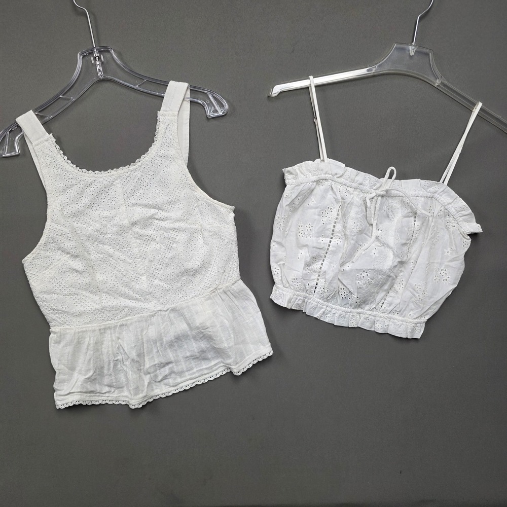 American Eagle Love Tree Tank Top Women's Eyelet Boho Bundle White Large L